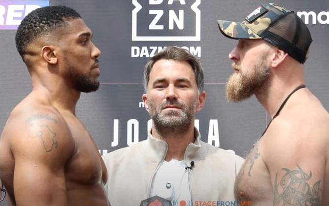 "We're gonna fight now or we're gonna fight tomorrow" - Anthony Joshua and Robert Helenius exchange heated words in intense face-off
