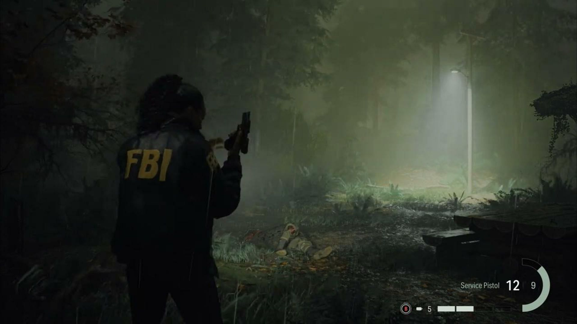 Saga Anderson in the unsettling area of the Bright Falls (Image via Epic Games)
