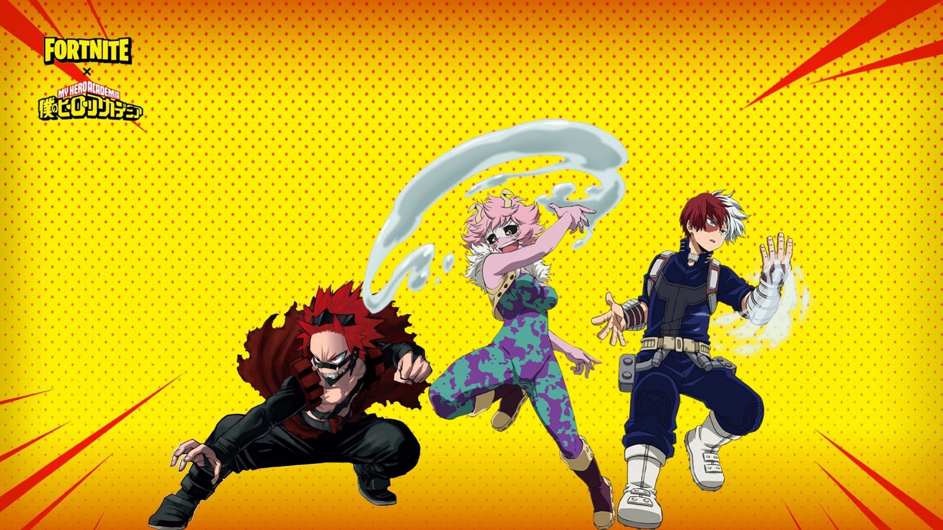 My Hero Academia Characters Shoto, Red Riot, and Pinky Join Fortnite