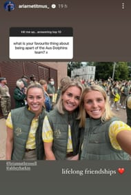 Screenshot of Ariarne Titmus' Instagram Story