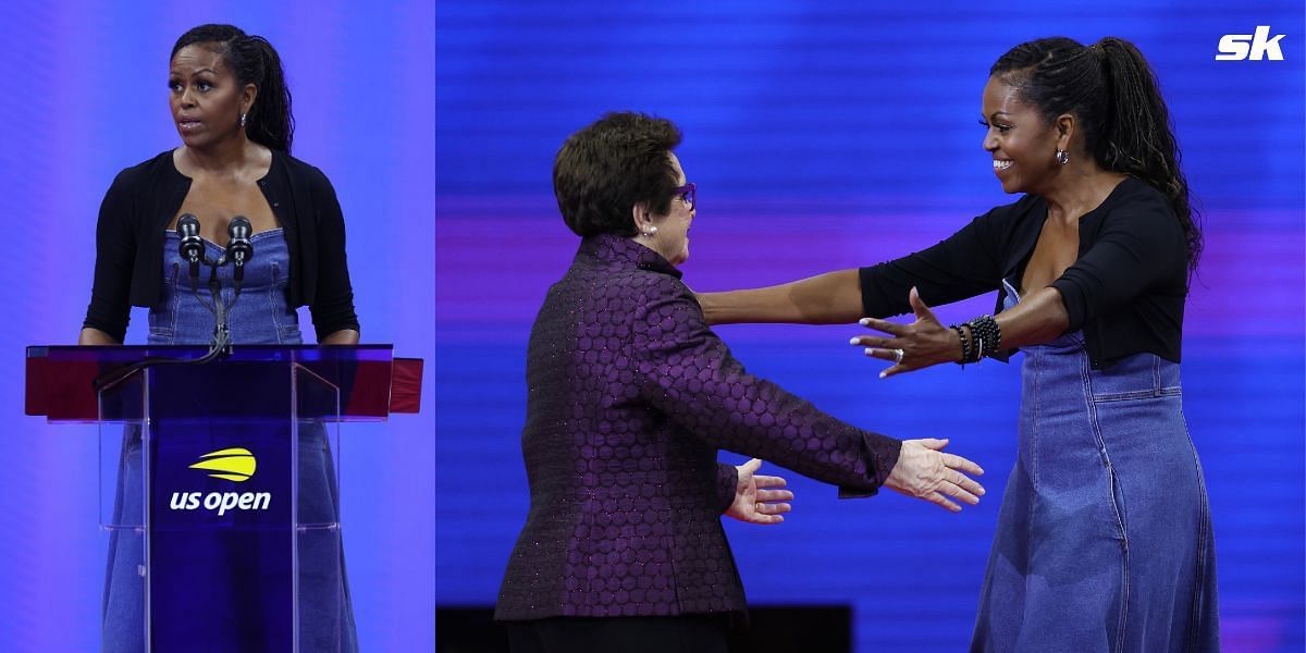 Michelle Obama and Billie Jean King at the 2023 US Open.