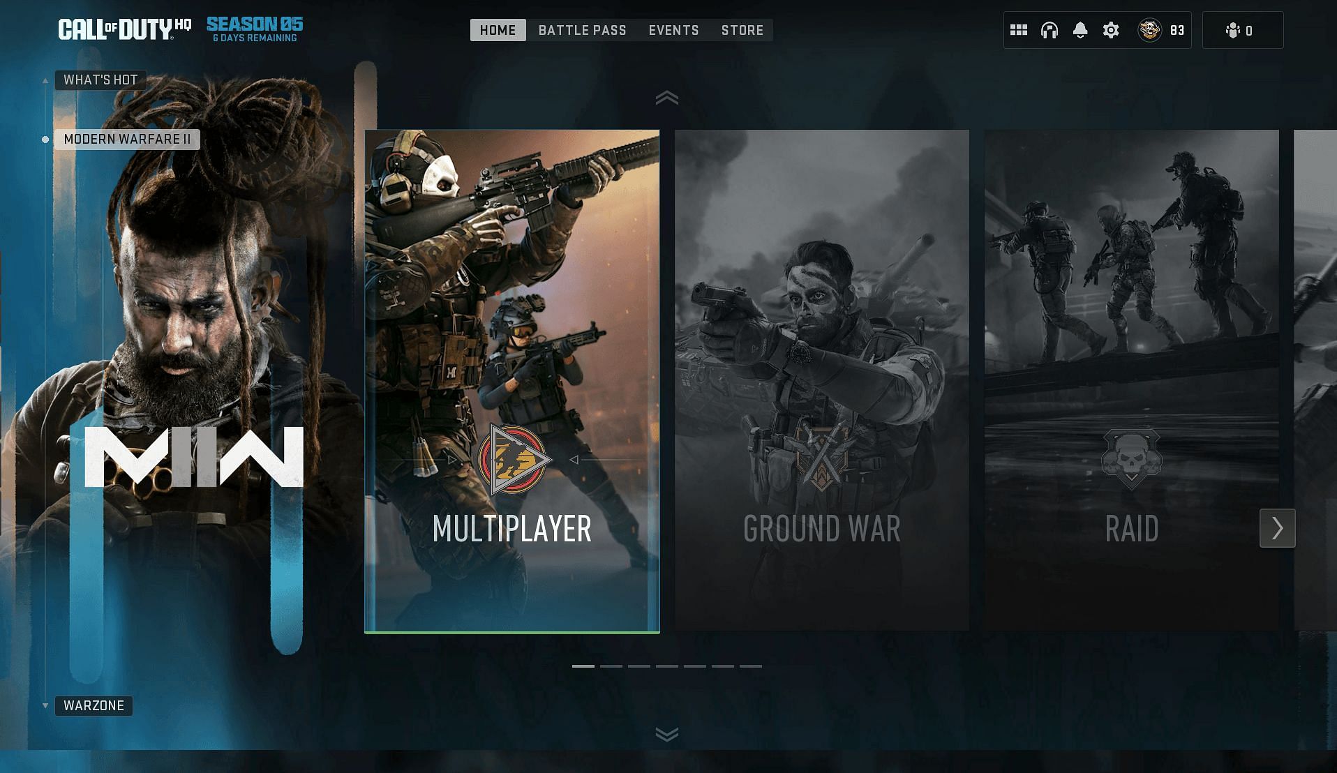 The Landing Page of CODHQ has changed in Modern Warfare 2 Season 5 (Image via Activision)
