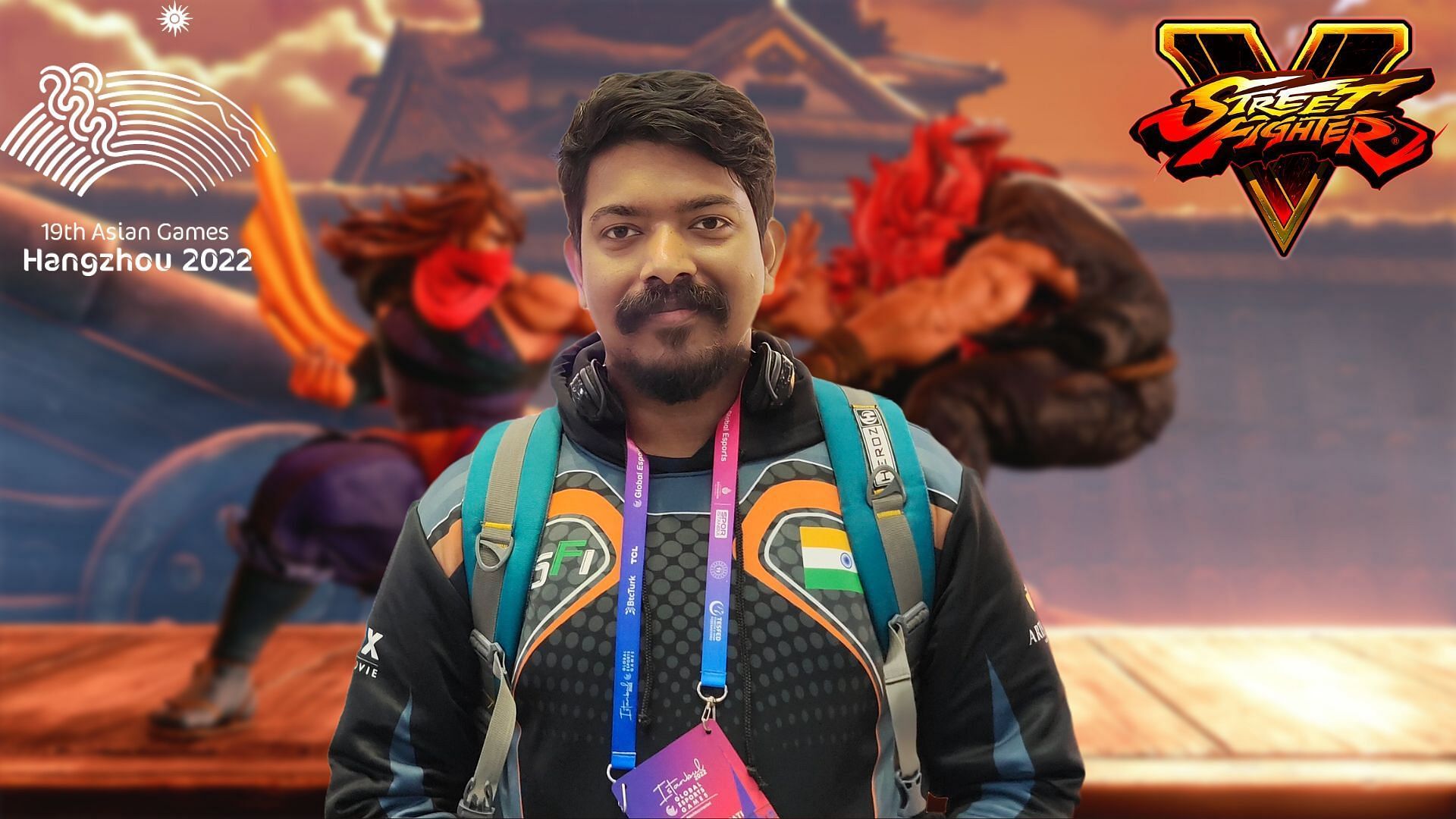 Image showing Mayank Prajapati over a Street Fighter V background 