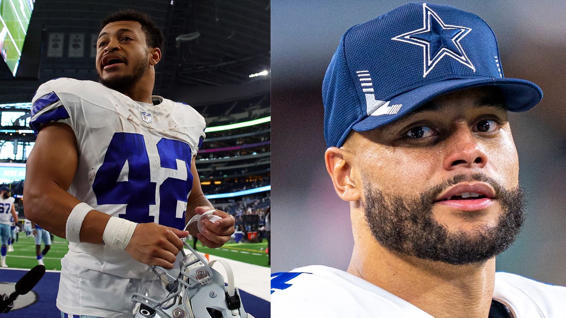 Deuce Vaughn (L) will play a notable role in the Cowboys offense led by Dak Prescott (R)