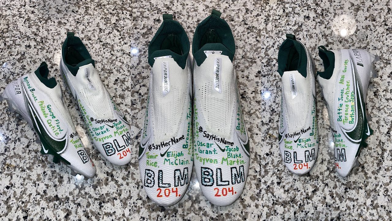 The cleats Trey Lance wore to his final collegiate game - via X