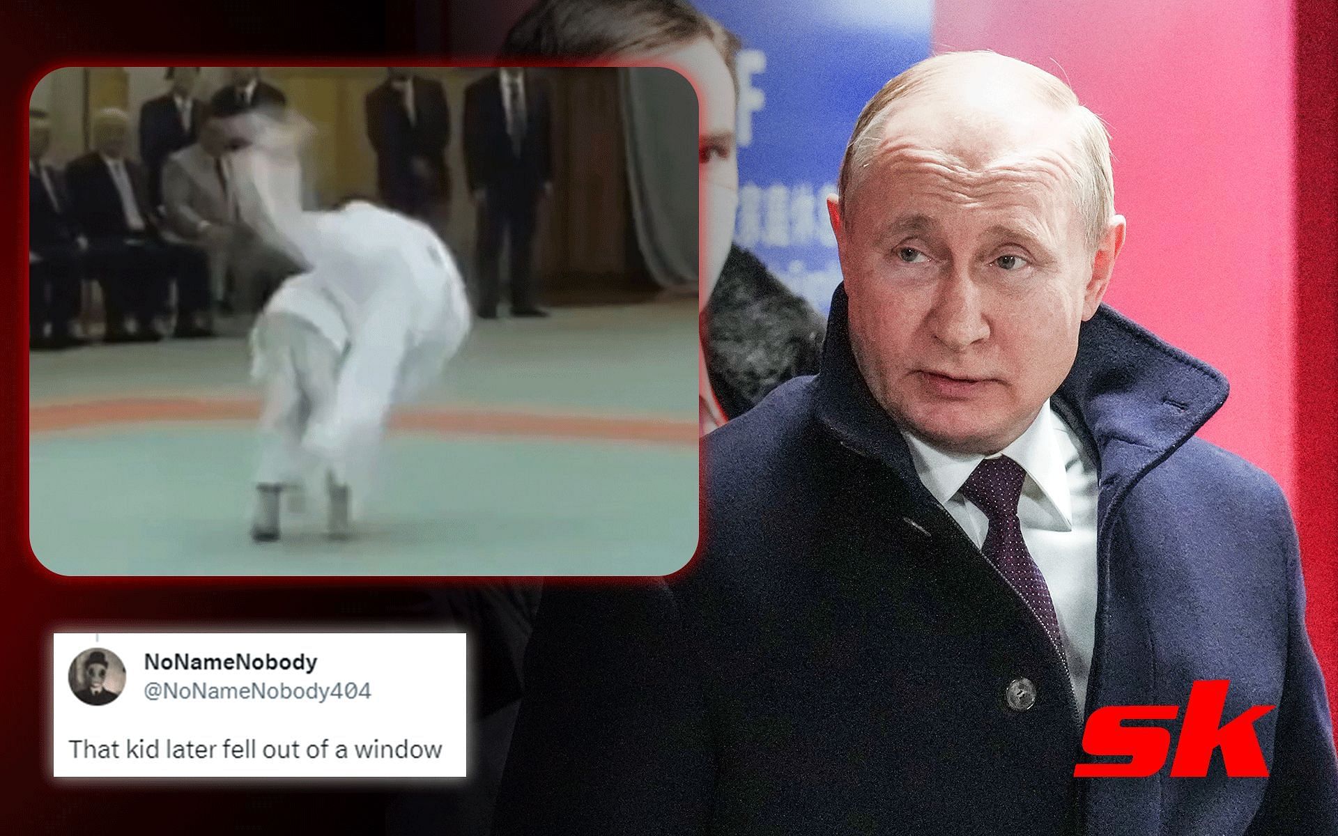 Vladimir Putin getting tossed in judo [Images via: @fasc1nate on Twitter]