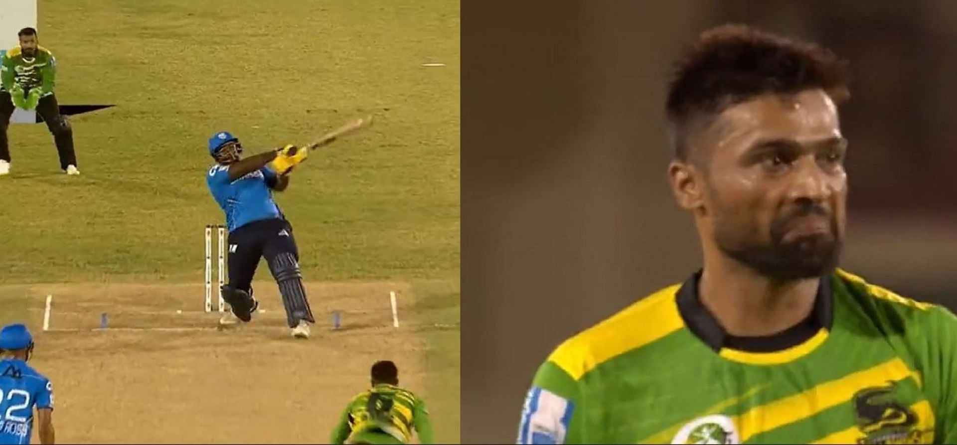 Watch Mohammad Amirs look of bemusement after being struck for humongous six in the CPL 2023 opener