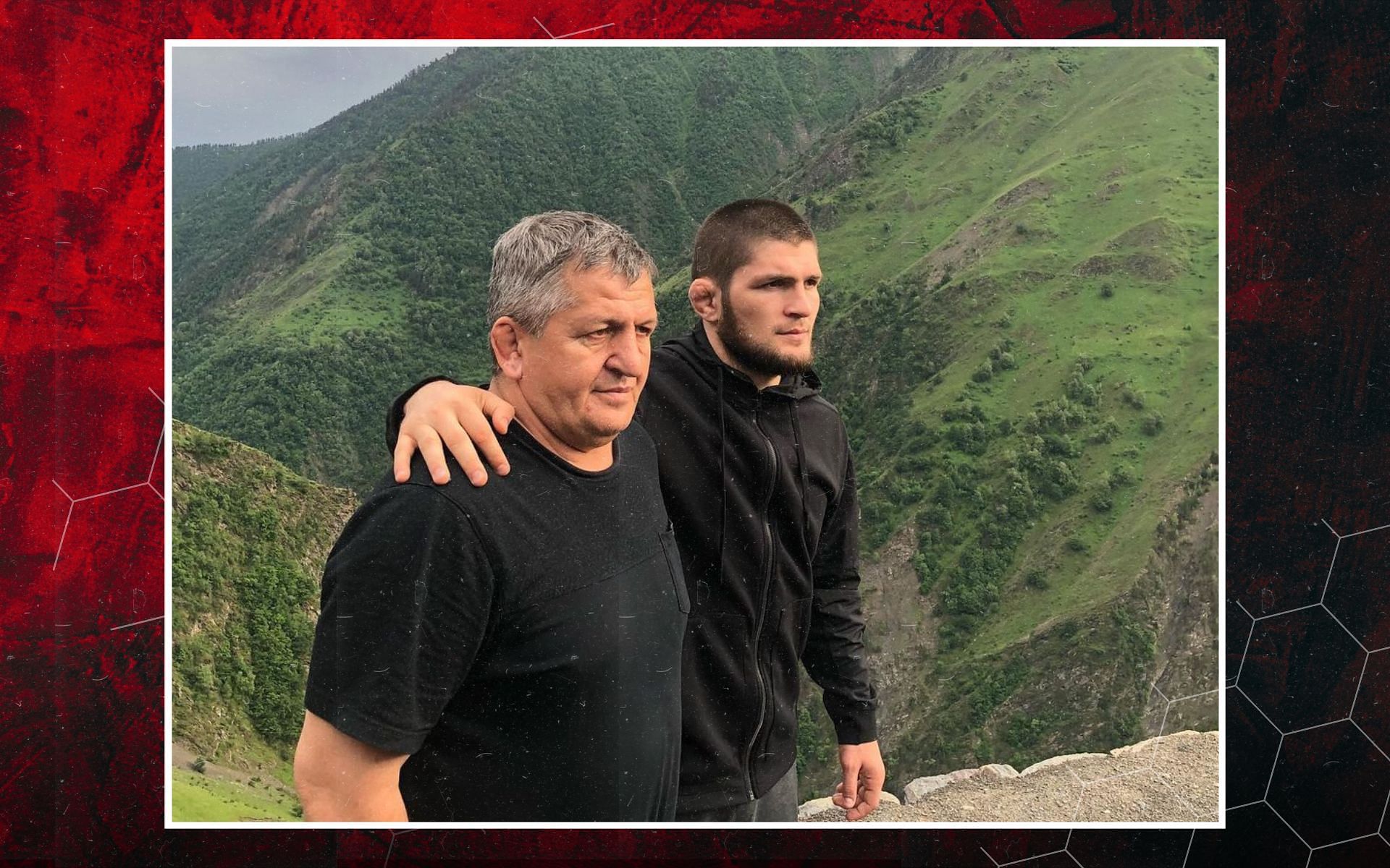 Khabib Nurmagomedov with his late father. [Image credits: @abdulmanap.nurmagomedov via Instagram]