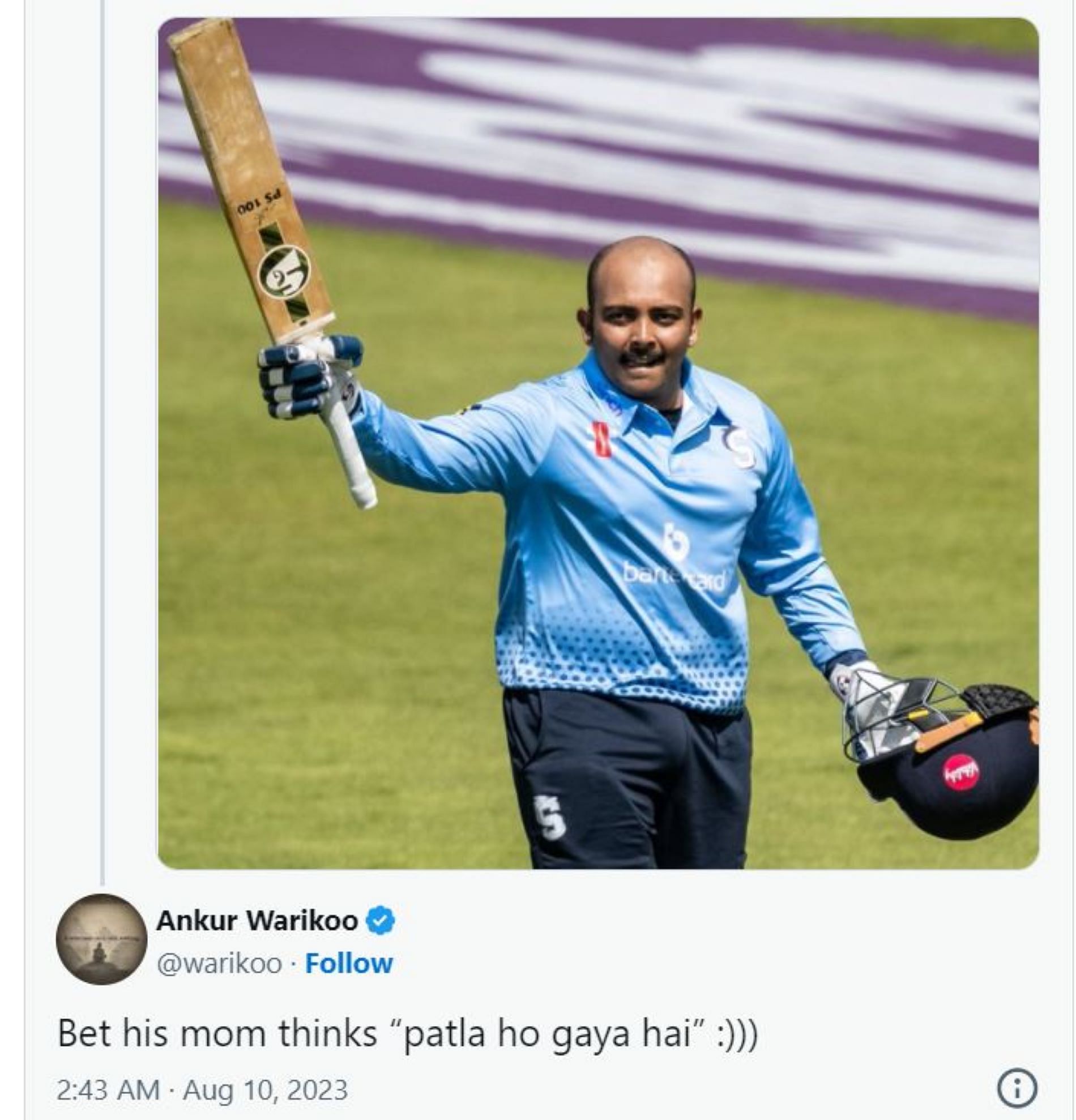 Ankur Warikoo responds with this troll of Prithvi Shaw.