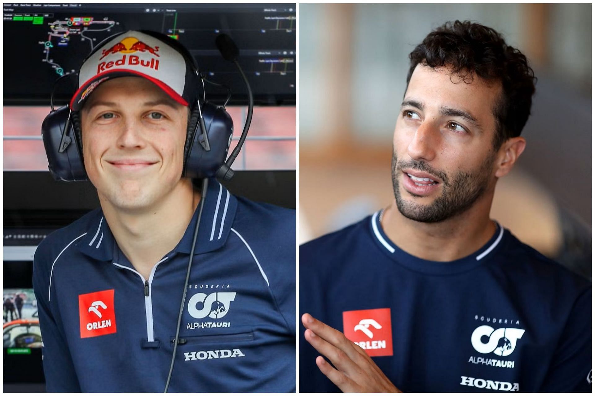 Liam Lawson (L) replaces Daniel Ricciardo (R) for the remainder of the 2023 F1 Dutch Grand Prix (Collage via Sportskeeda)