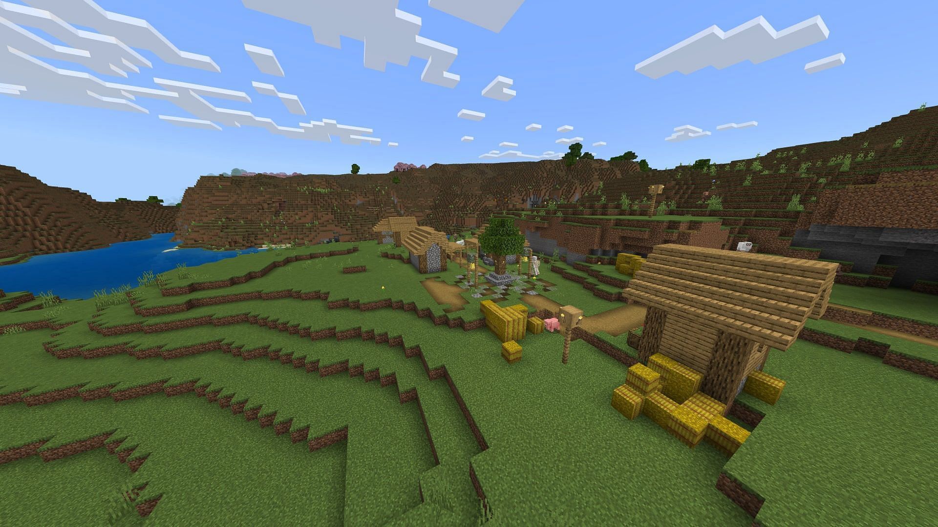 Village with emeralds (Image via Minecraft)