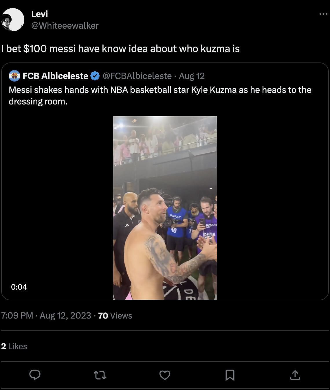 Fan suggests Messi doesn&#039;t know Kuzma