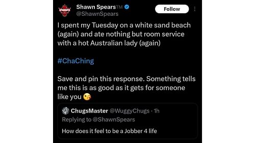 Shawn Spears replies to a fan after being called a jobber