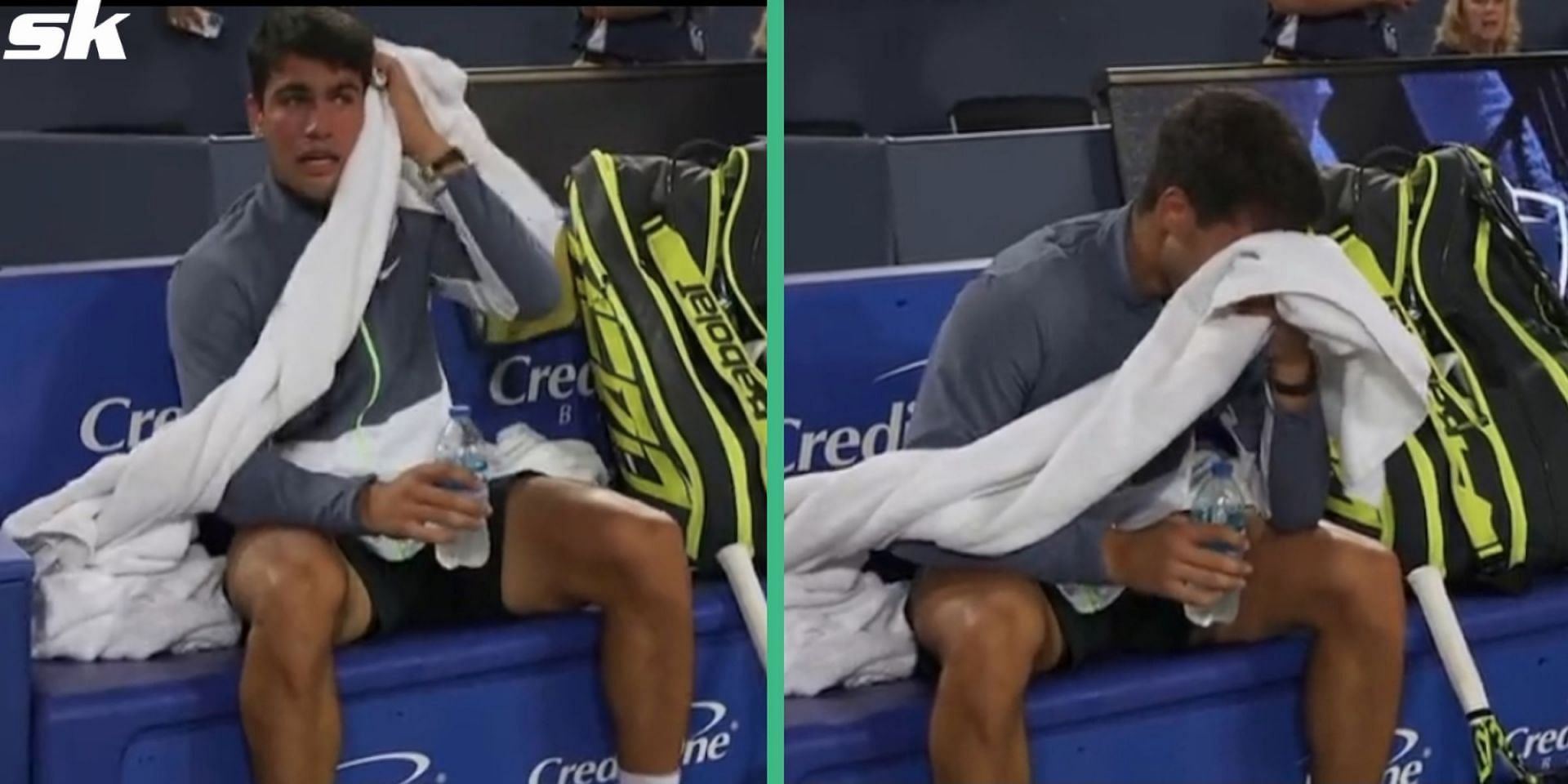 Carlos Alcaraz crying his eyes out after defeat to Novak Djokovic in Cincinnati