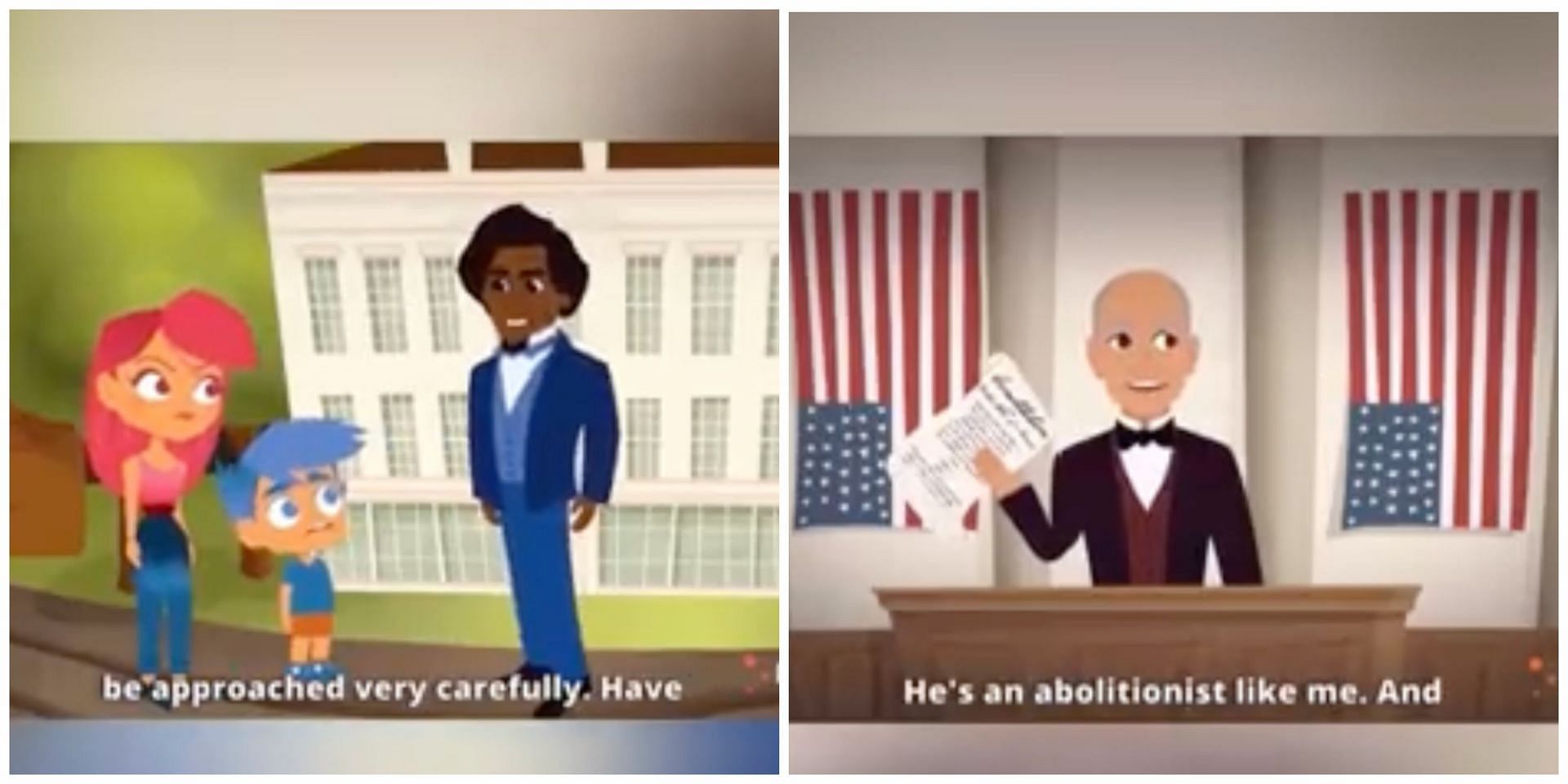 Social media users outraged as the nonprofit media organization released a new video for kids where Black abolitionist Frederick Douglass mocks Black Lives Matter. (Image via TizzyEnt/ Twitter)