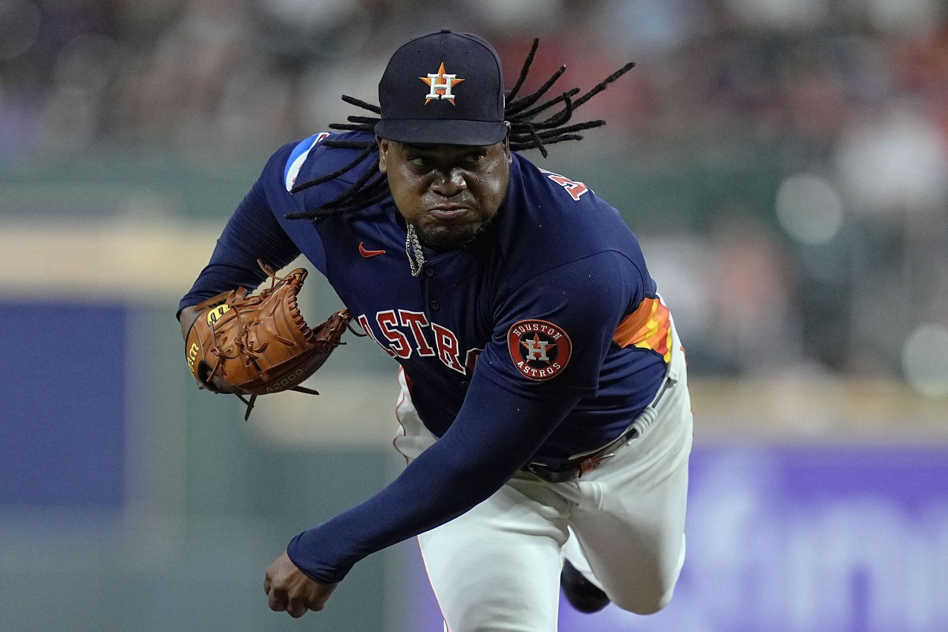 Houston Astros starting pitcher Framber Valdez (AP Photo/Kevin M. Cox)