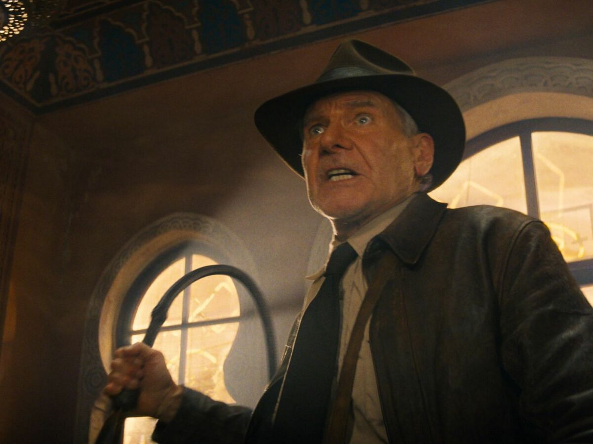 A still from Indiana Jones and the Dial of Destiny, featuring Harrison Ford (image via Lucasfilm)