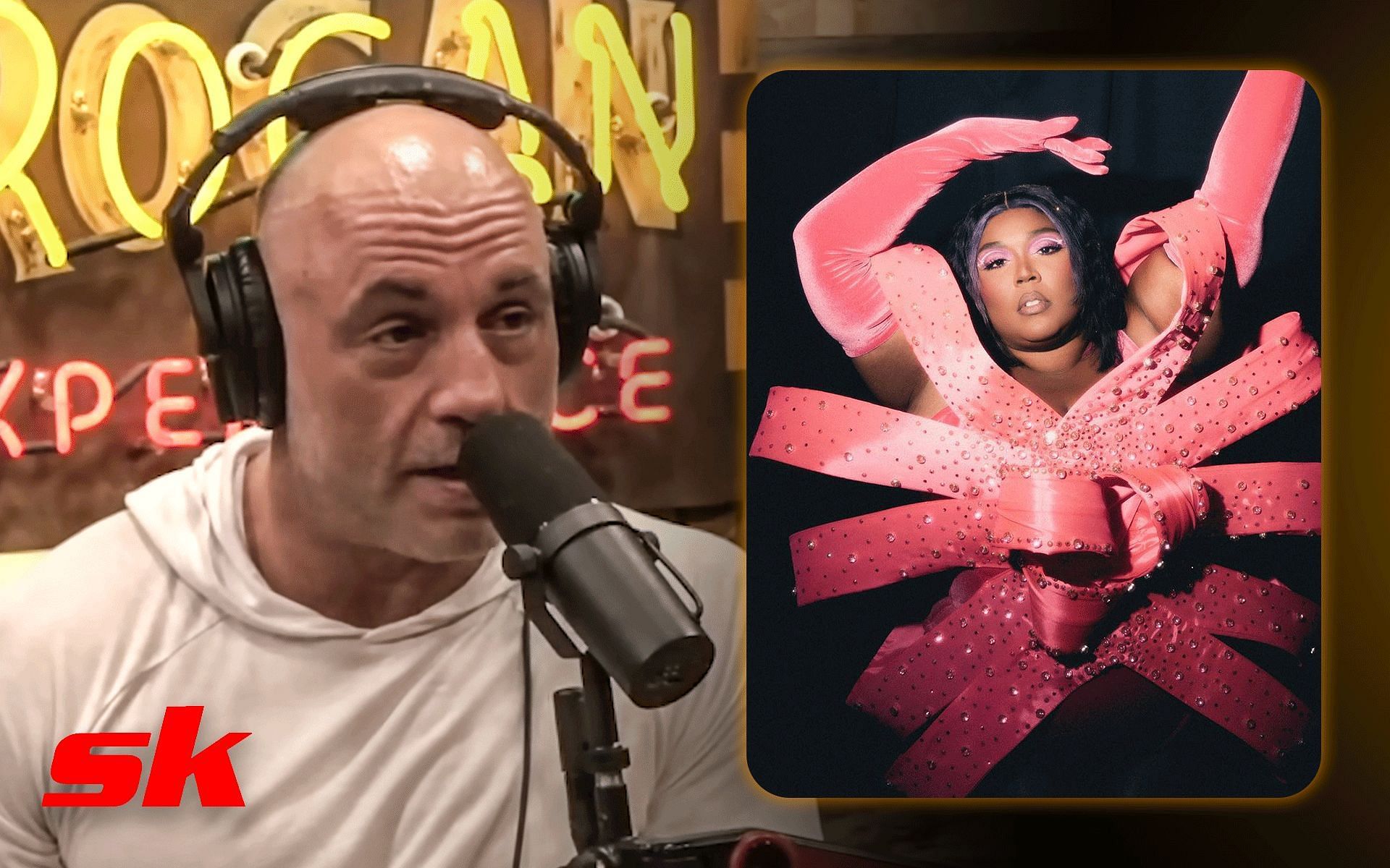 Joe Rogan (Left) and Lizzo (Right) [Images via: PowerfulJRE |YouTube and @lizzobeeating on Instagram]