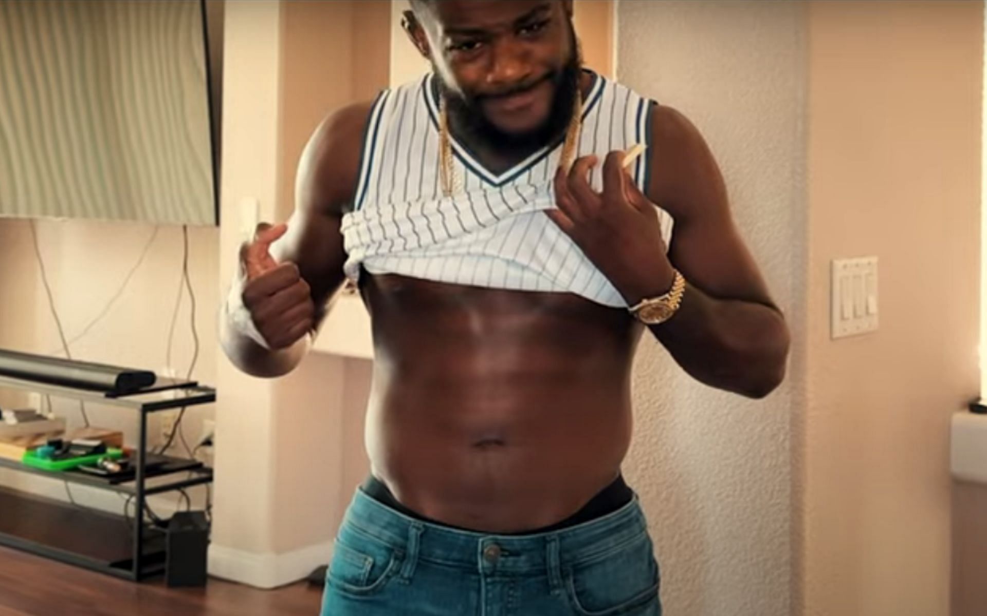 Aljamain Sterling has gained plenty of weight since UFC 292 [Image Credit: @FunkMasterMMA on YouTube]