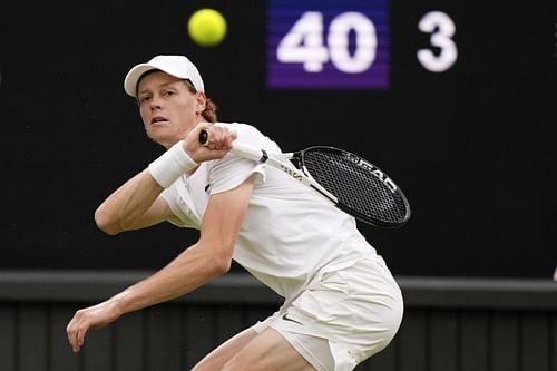 Jannik Sinner in action at Wimbledon