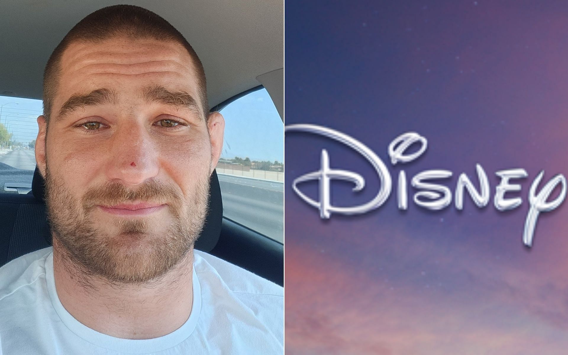 Sean Strickland [Left], and Disney logo [Right] [Photo credit: @SSticklandMMA and @Disney - Twitter]