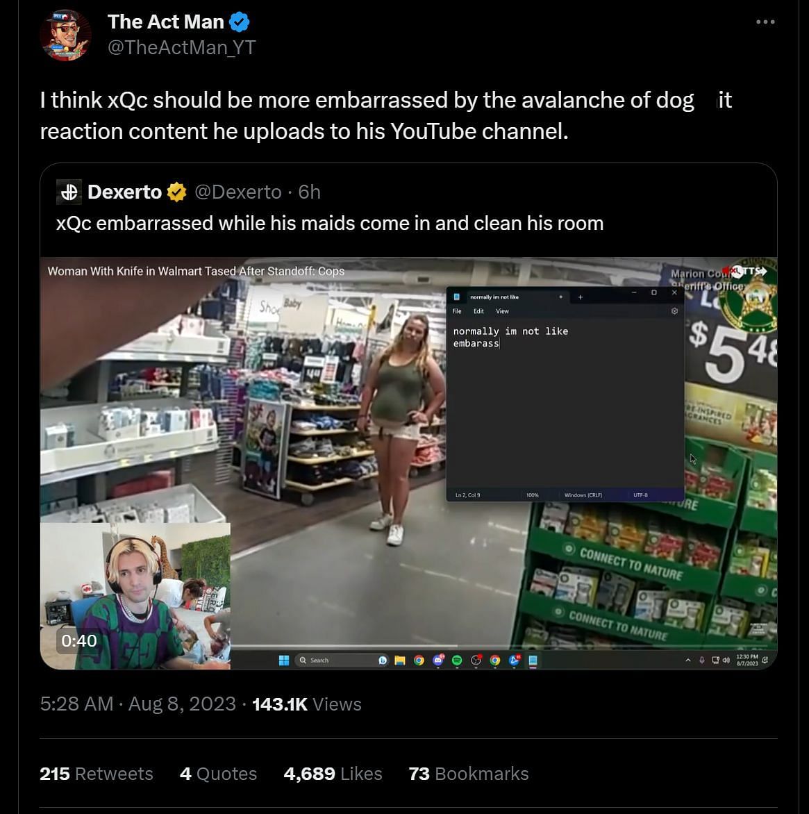 The YouTuber also called out xQc on the same day (Image via Twitter)