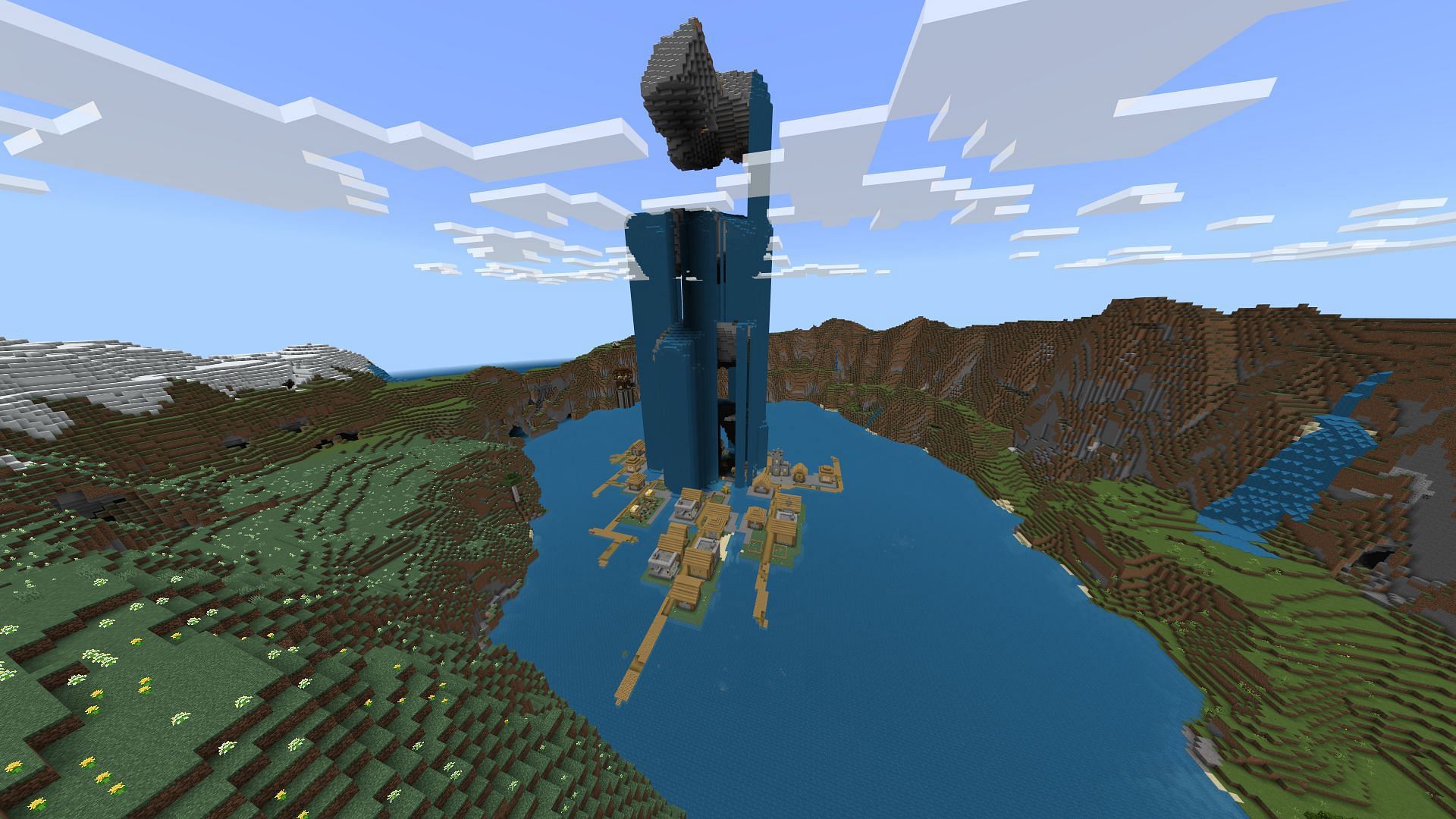 Minecraft villagers build their homes in some pretty strange places (Image via Mojang)