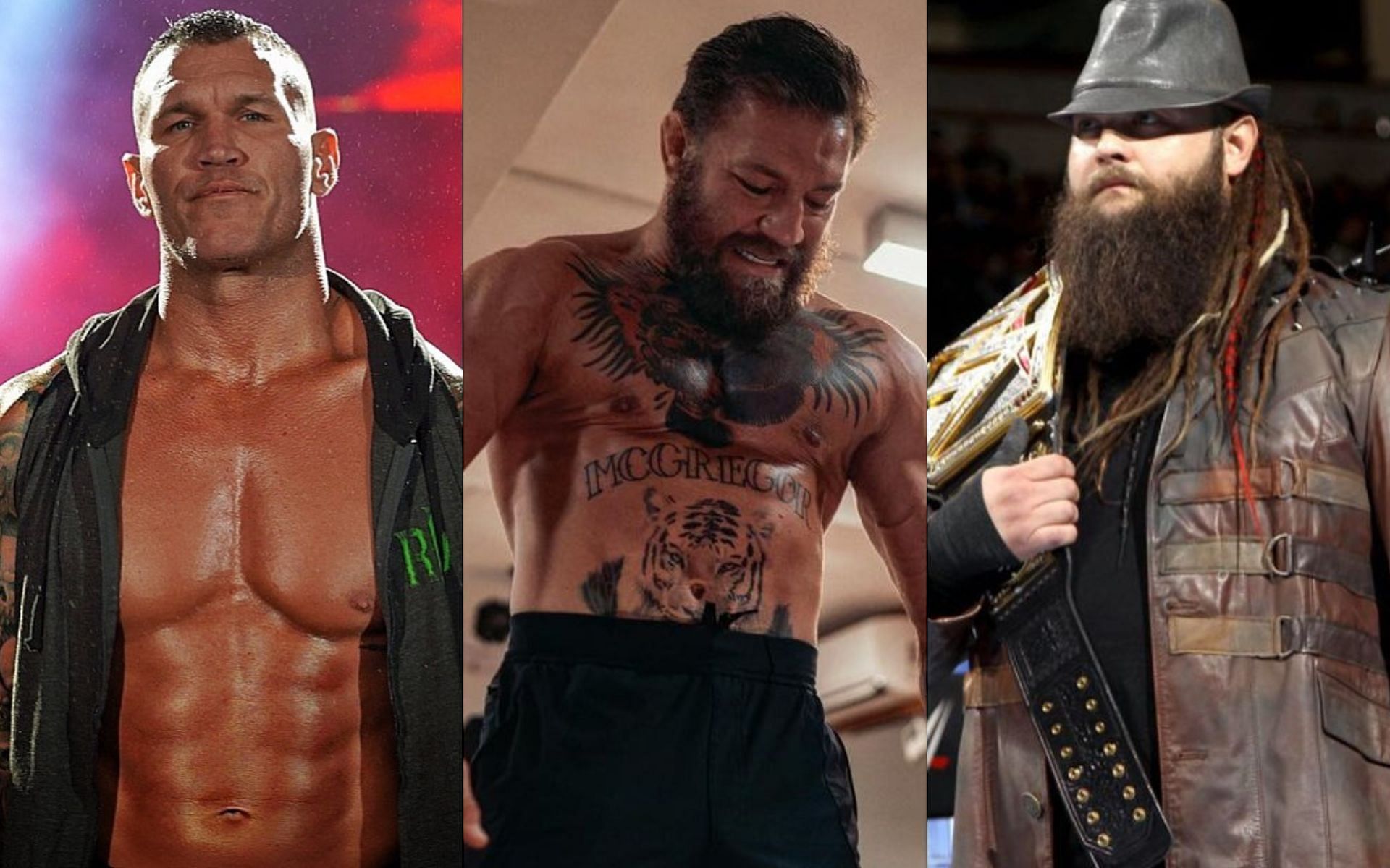 Randy Orton (left) Conor McGregor (center) Bray Wyatt (right) [Image courtesy @randyorton @thenotoriousmma @thewindhamrotunda on Instagram]