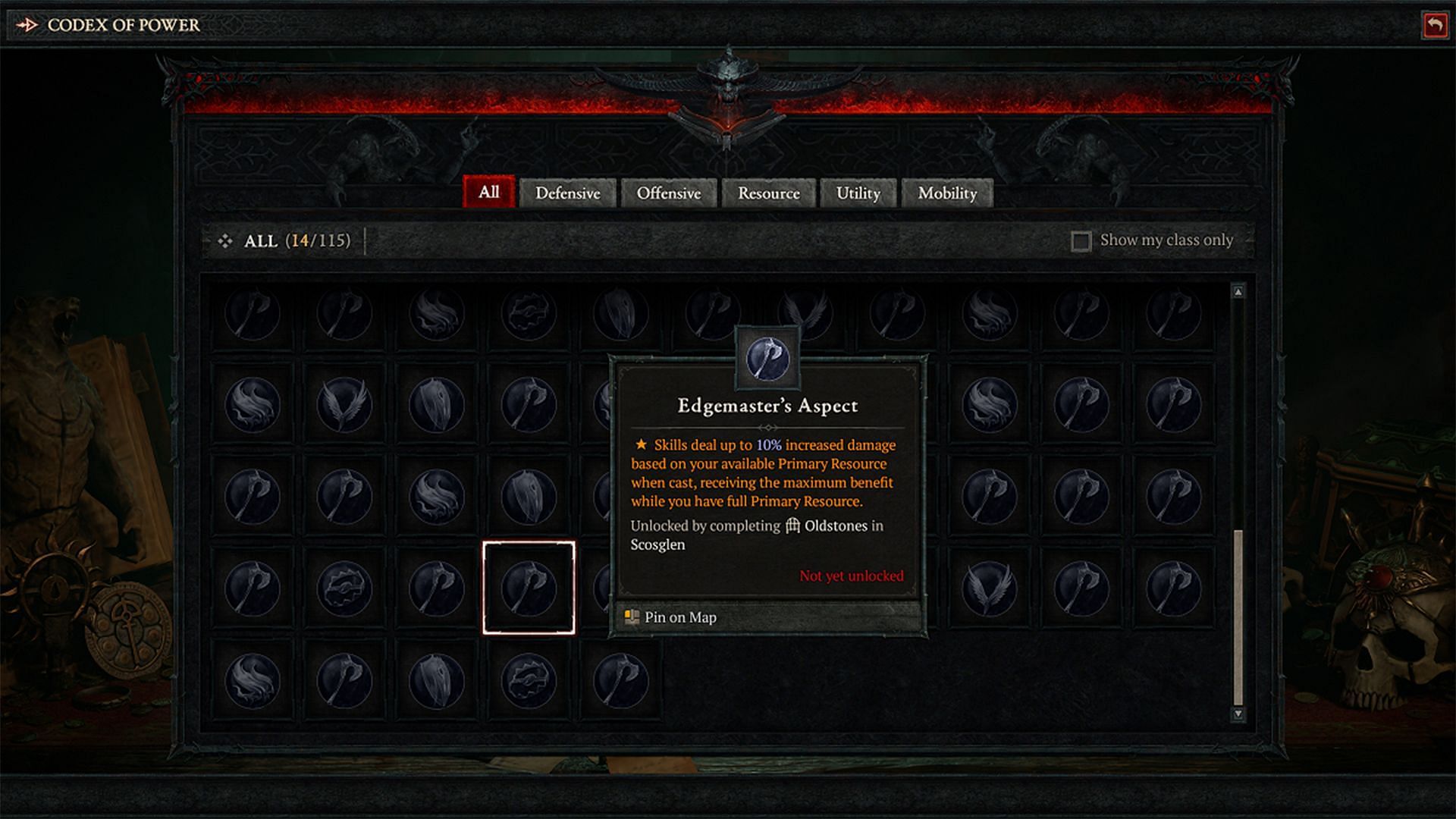 The Edgemaster&#039;s Aspect in Diablo 4 (Image via Blizzard Entertainment)