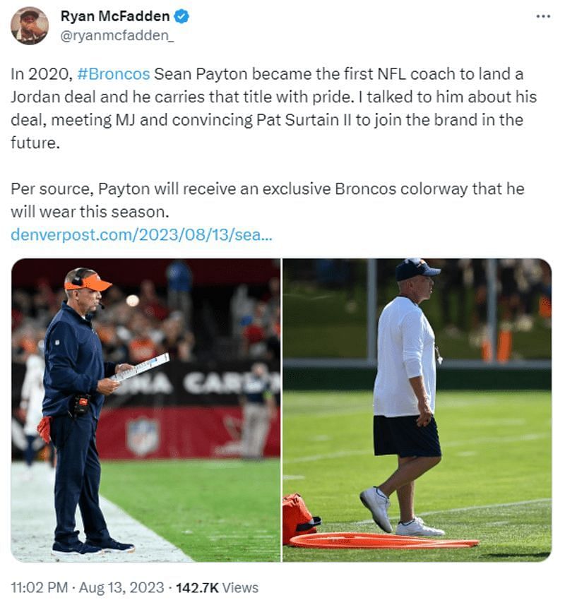 Broncos' Sean Payton, first Jordan Brand NFL coach, has strong