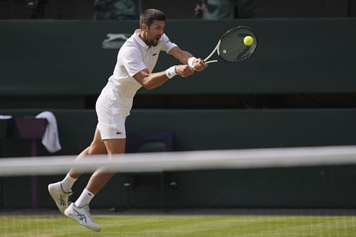 Novak Djokovic in action at Wimbledon 2023