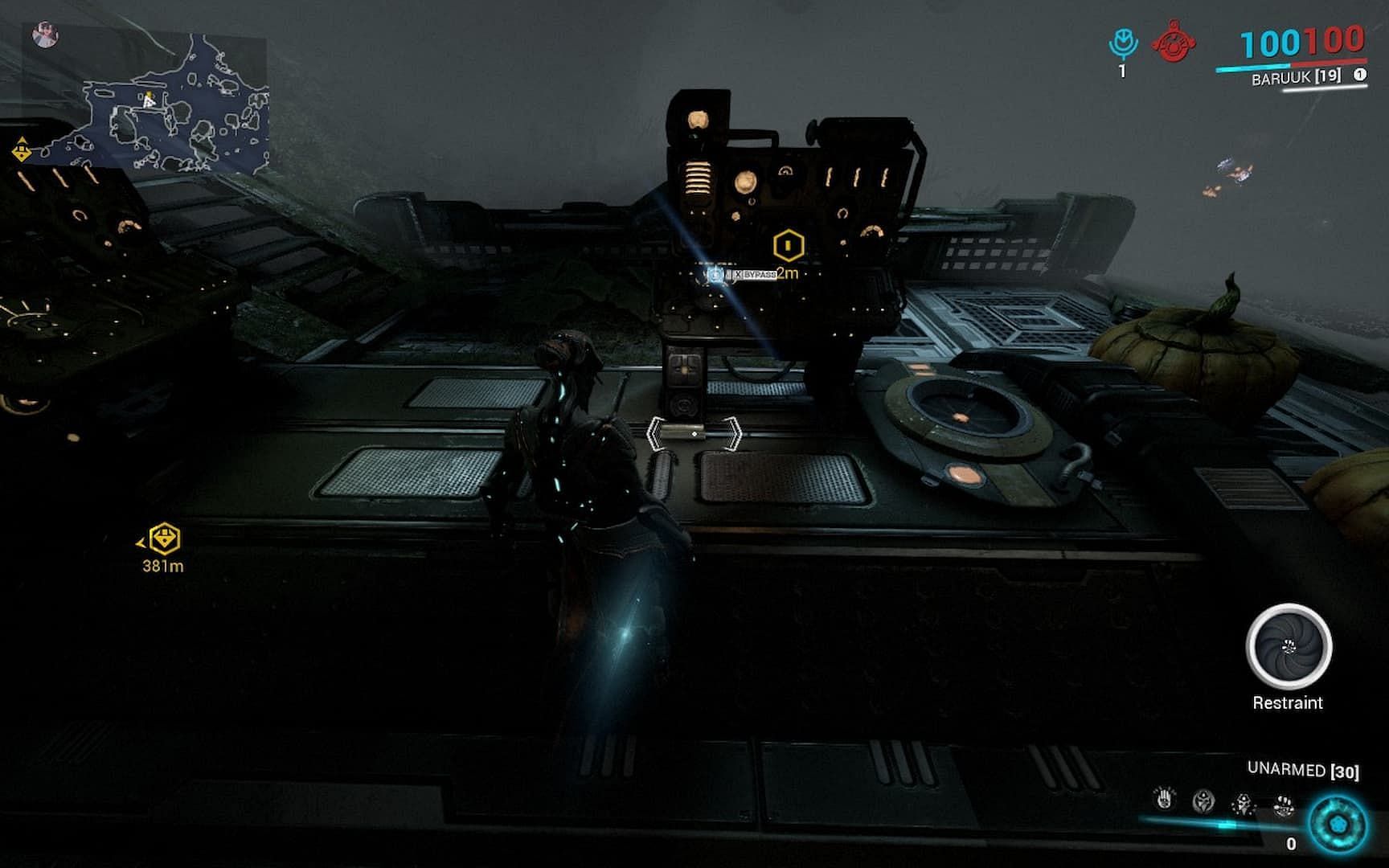 The consoles must be hacked to obtain Power Cells to open the door to Jack O&#039; Naut. (Image via Digital Extremes)