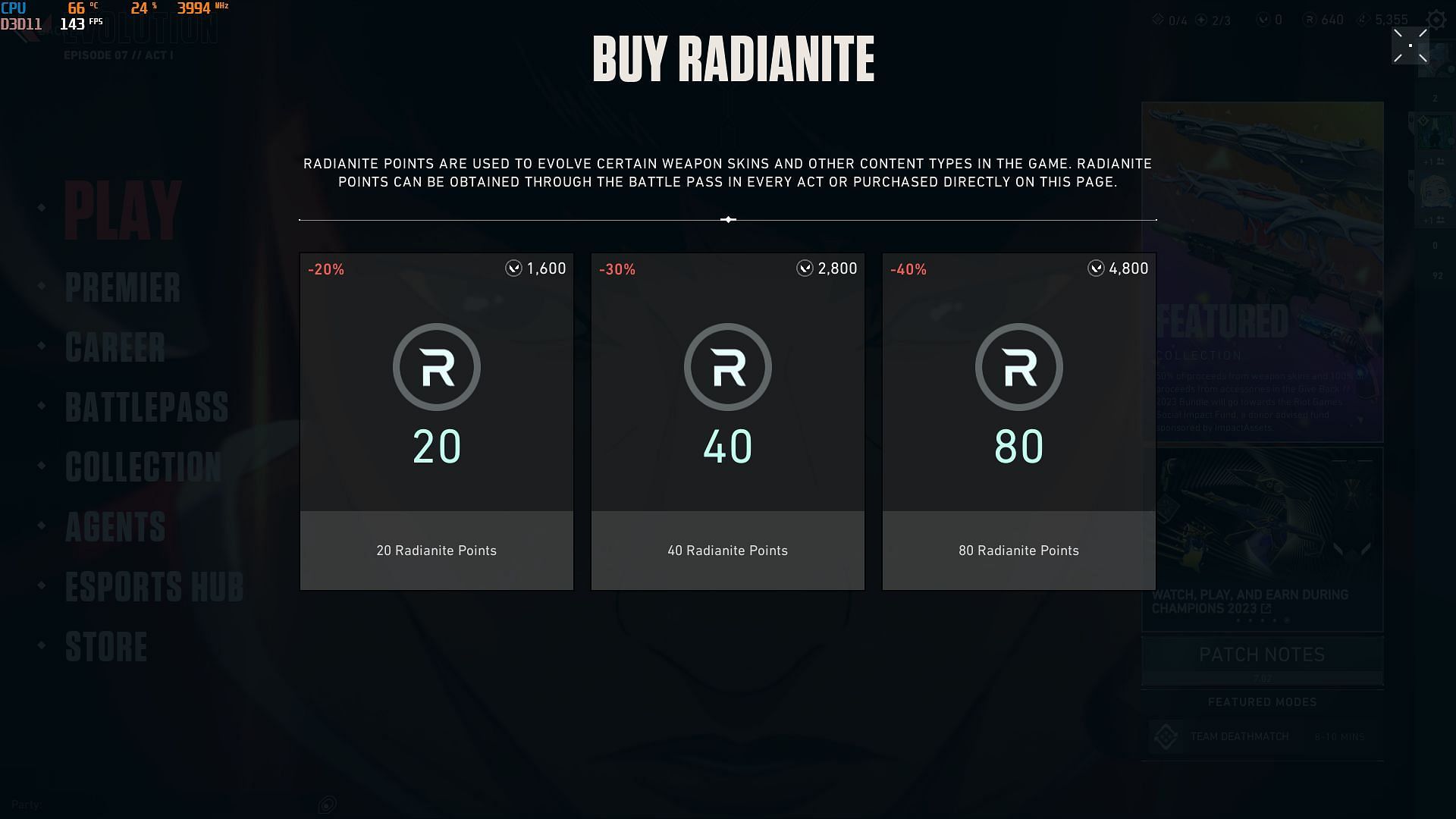 Purchasing Radianite Points through the in-game shop (Image via Riot Games)
