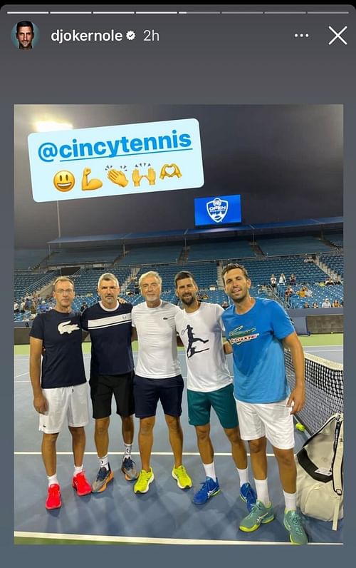 Novak Djokovic's Instagram story