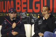 Belgium F1 GP Auto Racing - Sergio Perez and Lewis Hamilton