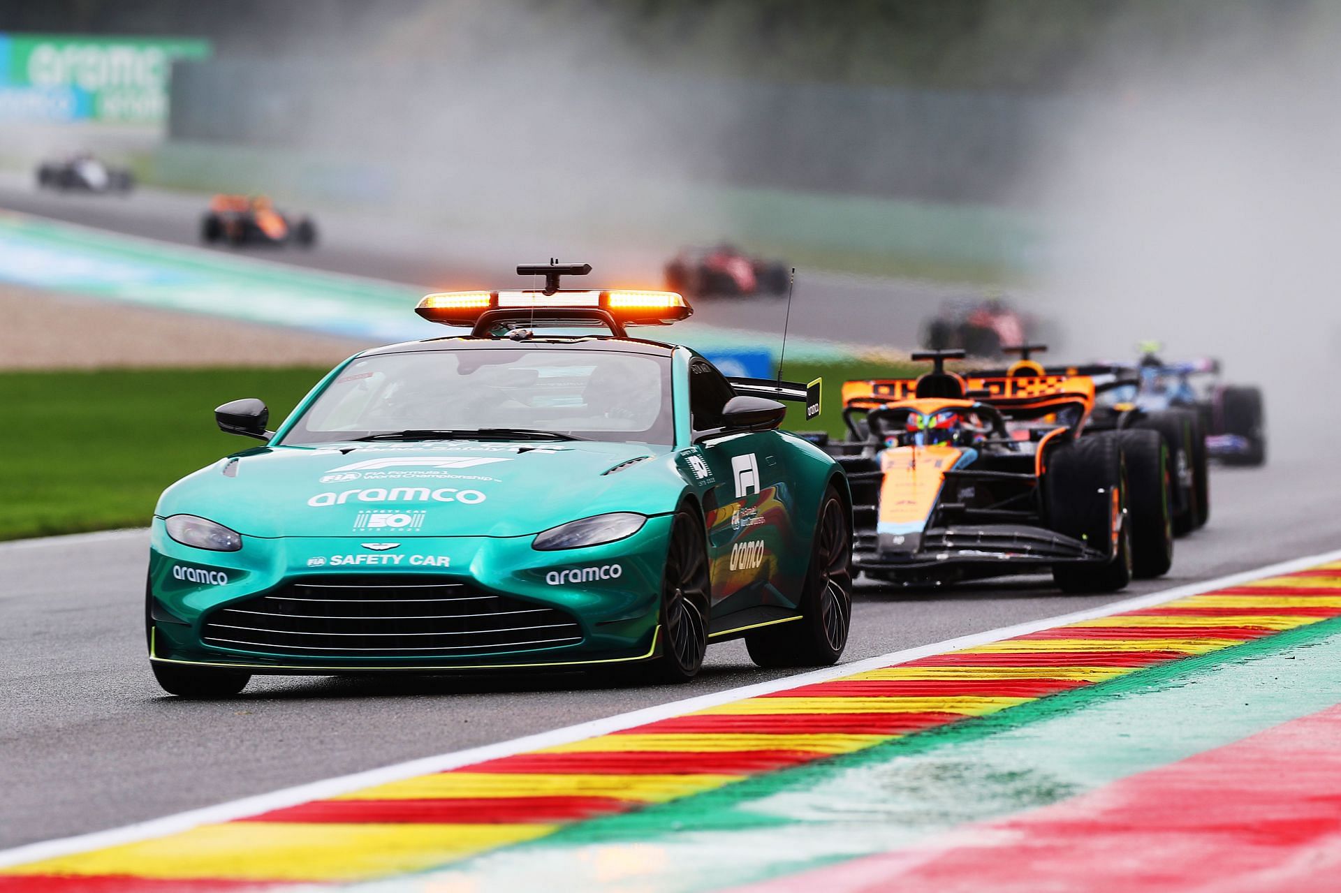 Start of the 2023 Belgian Grand Prix Sprint behind the safety car (Photo by Peter Fox/Getty Images)