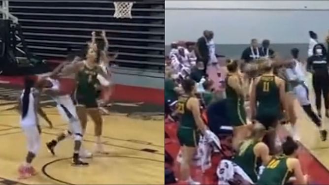 Watch: Unseen footage of WNBA star Liz Cambage emerges, elbowing and slapping opponents before getting rocked with a punch