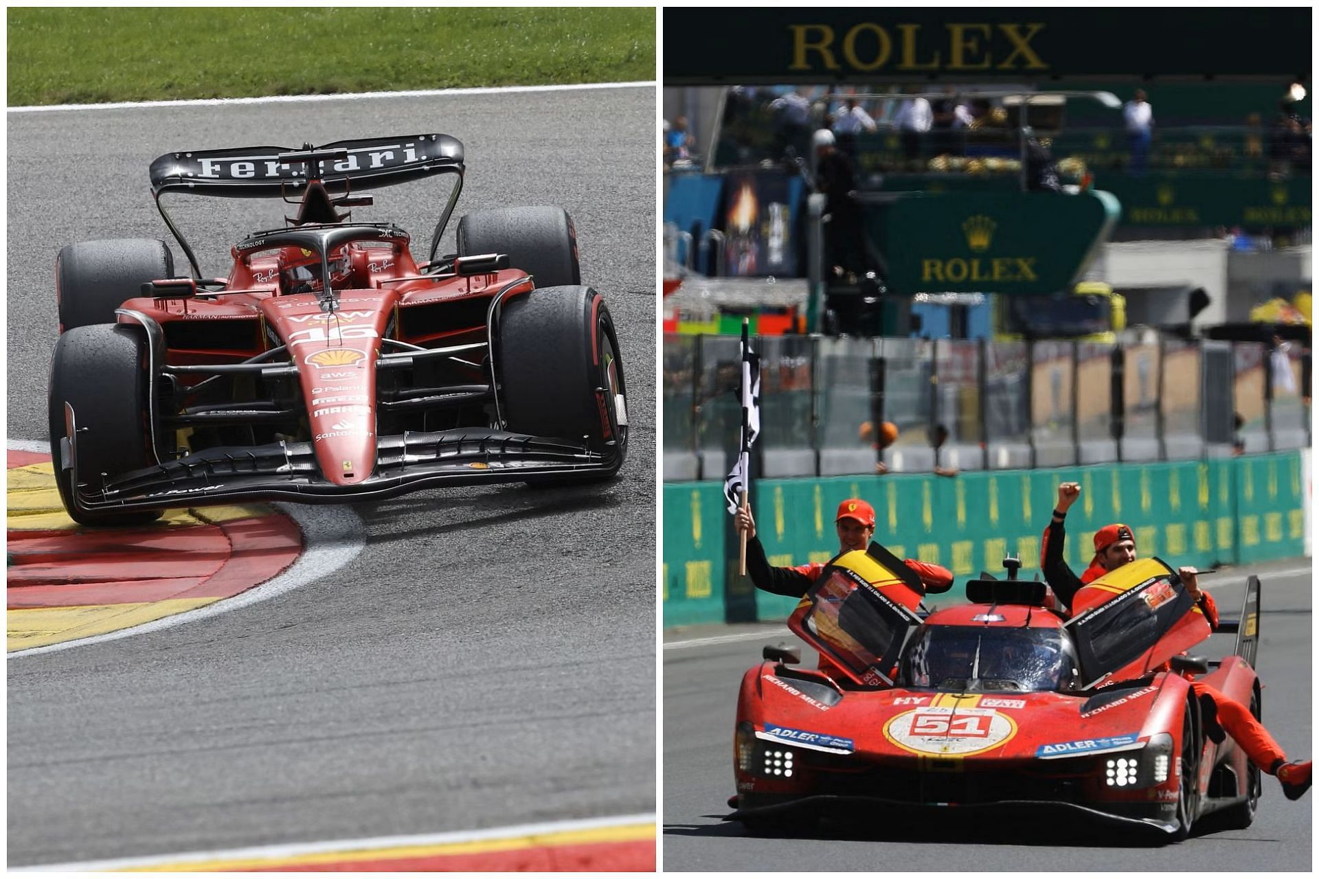 Ferrari SF-23 (L) and Ferrari 499p (R) (Collage via Sportskeeda)
