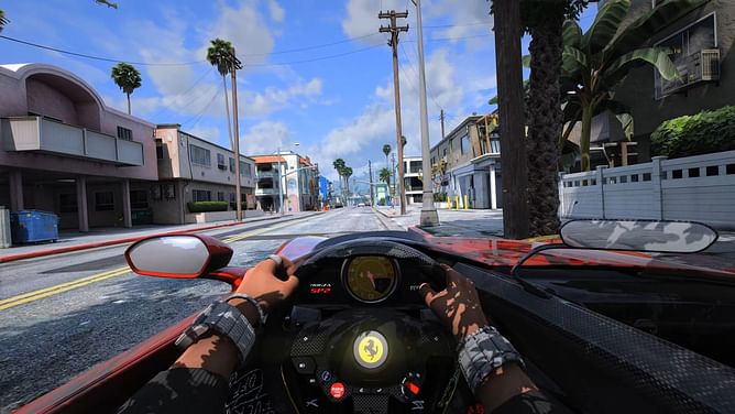 GTA 5 PS5 graphics mod displays ultra graphics with enhanced reflection