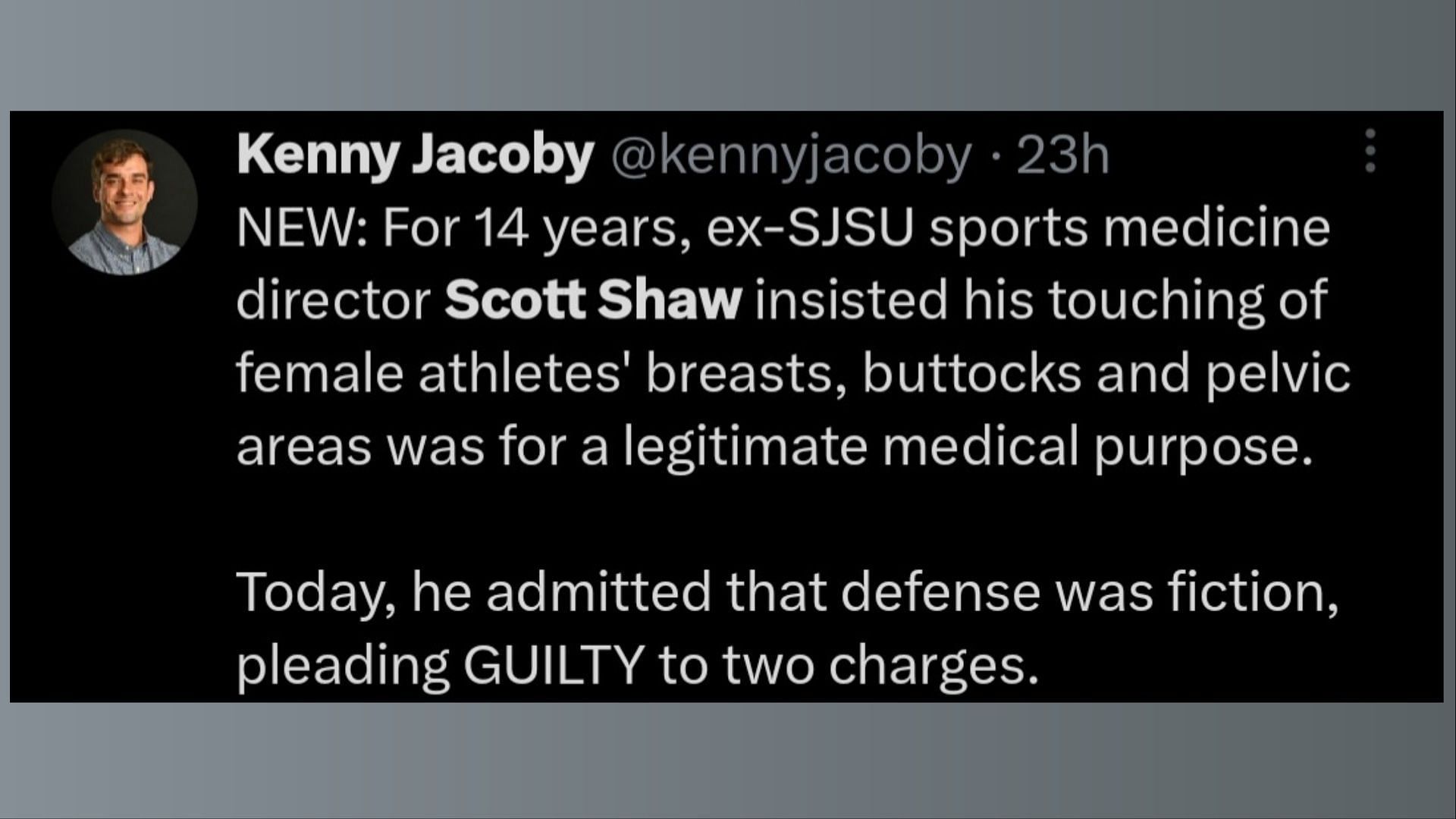 The suspect admitted that he inappropriately touched female students (Image via Kenny Jacoby/Twitter)