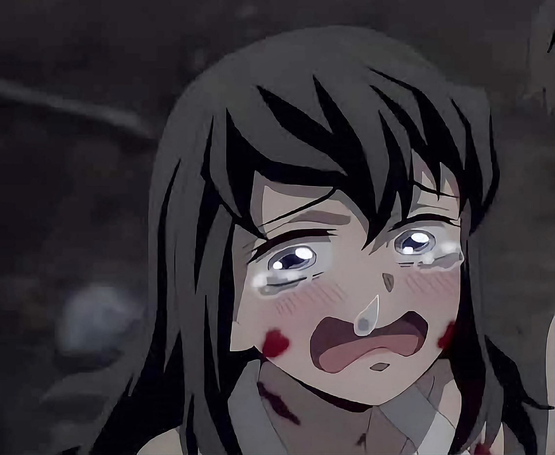 Suma is seen crying in Demon Slayer (Image via Ufotable)