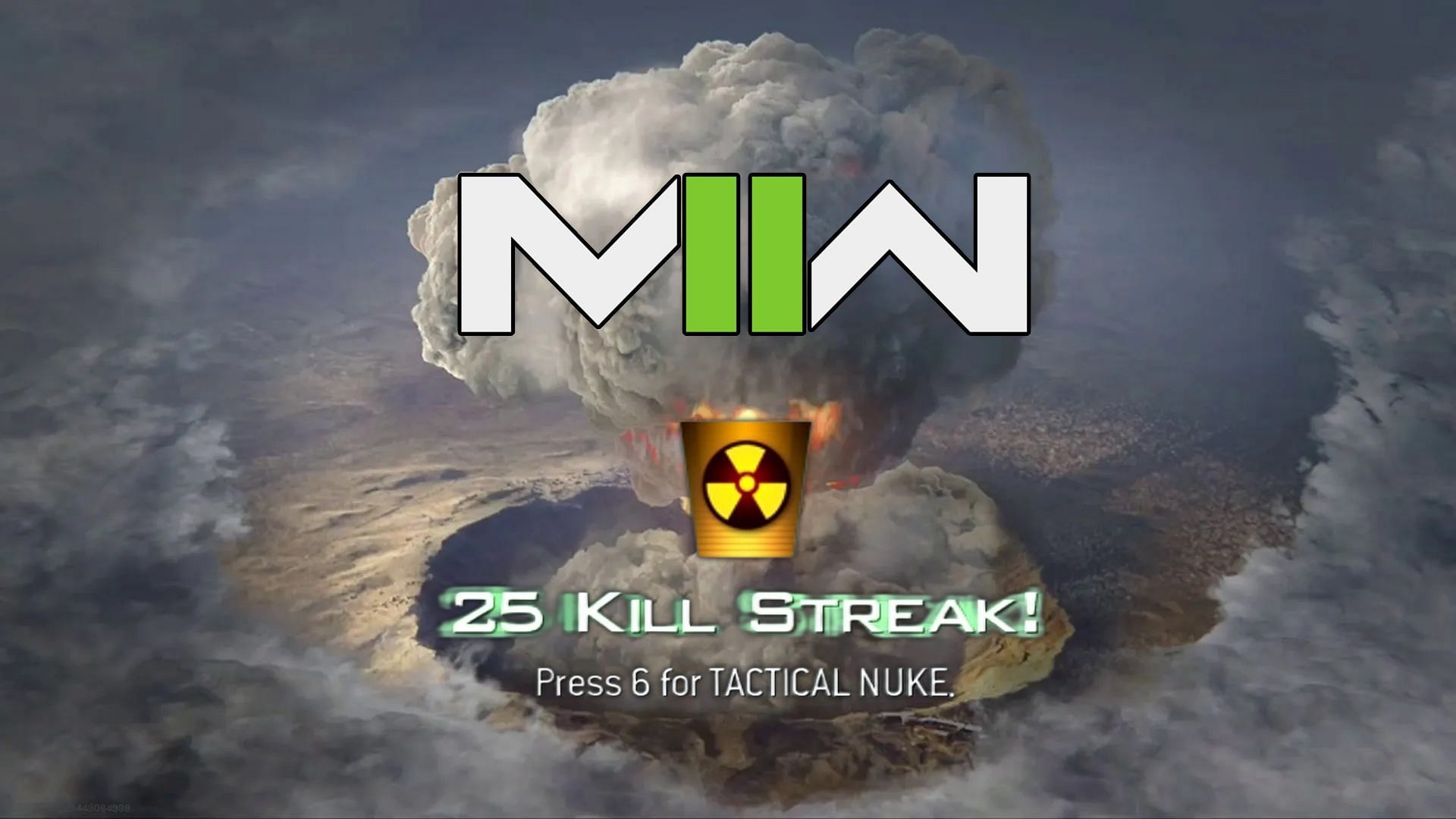 A tactical nuke going off in the background. An MW2 logo and a Nuke logo in the center.