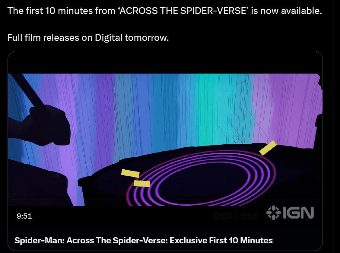 DiscussingFilm&#039;s post about Across the Spider-Verse (Image via Twitter)