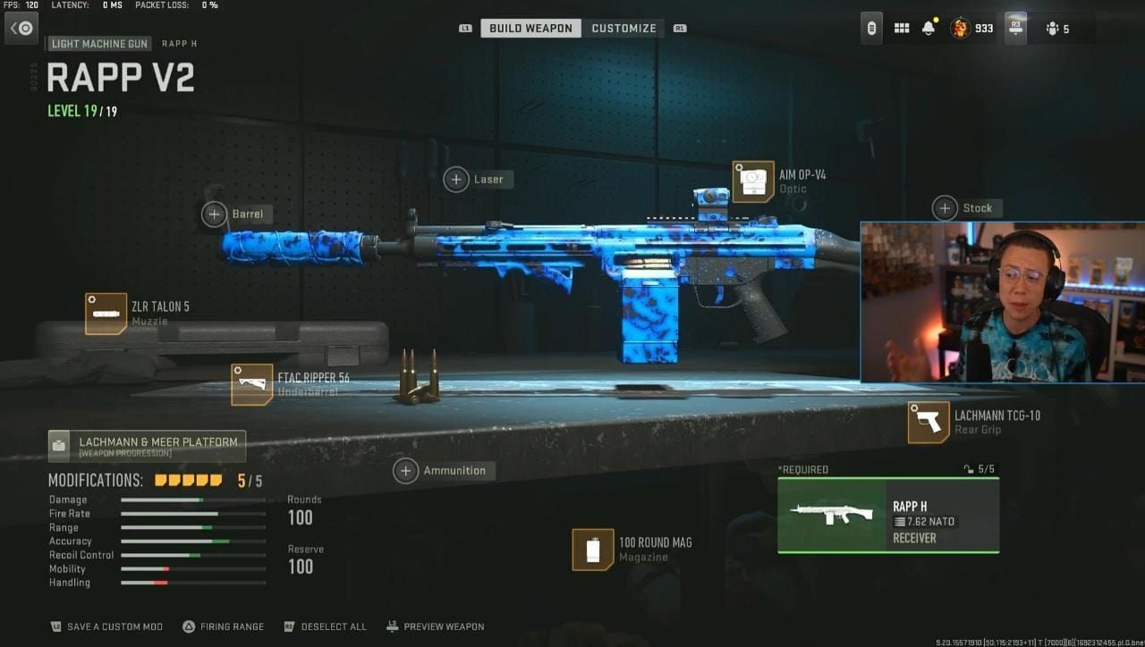 RAPP H loadout in Warzone 2 (Image via YouTube/WhosImmortal)