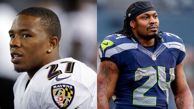 WATCH: Ray Rice seen getting swarmed by kids at Ravens training camp alongside Marshawn Lynch