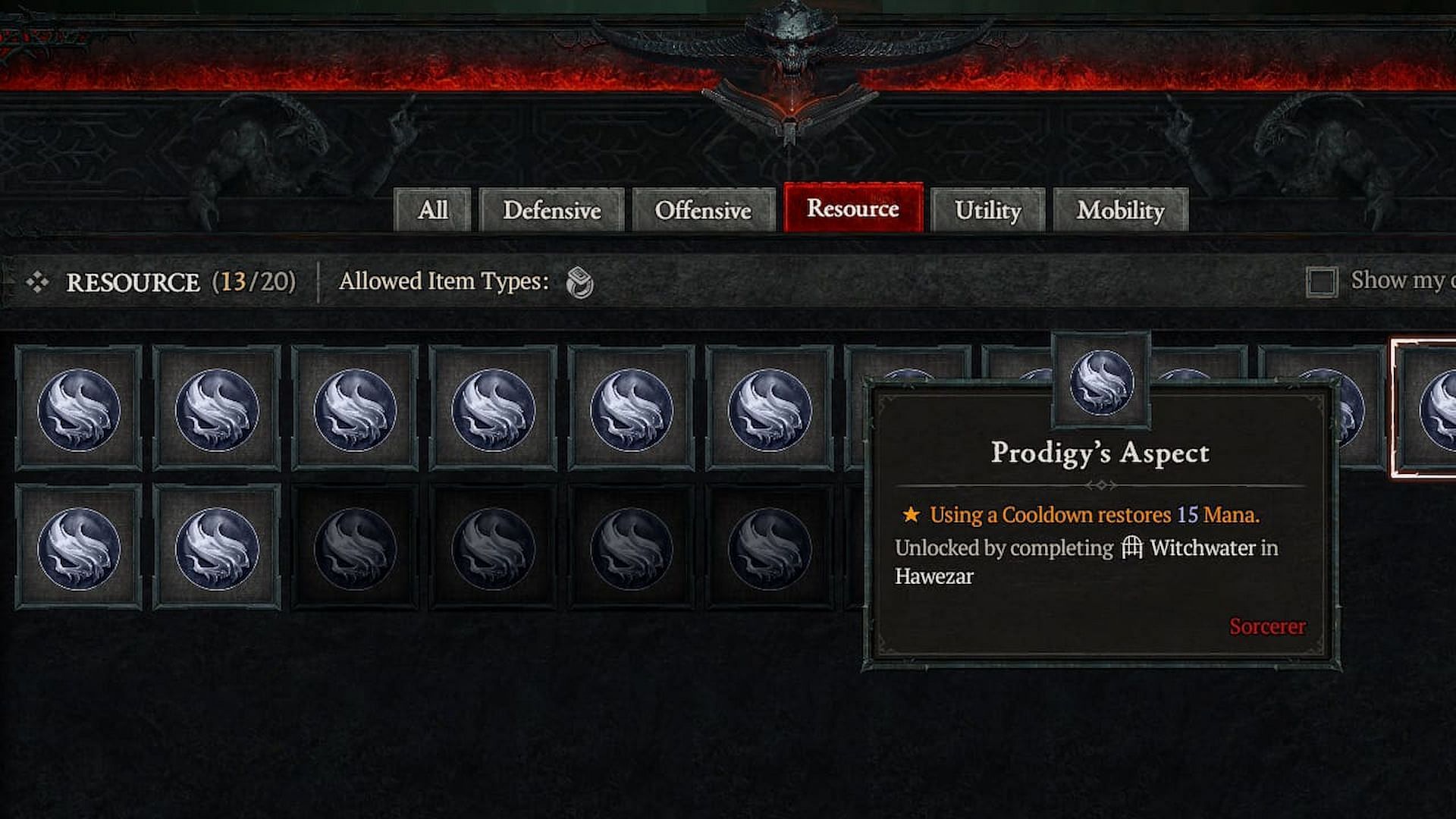 You can restore some Mana with the help of this Aspect (Image via Diablo 4)