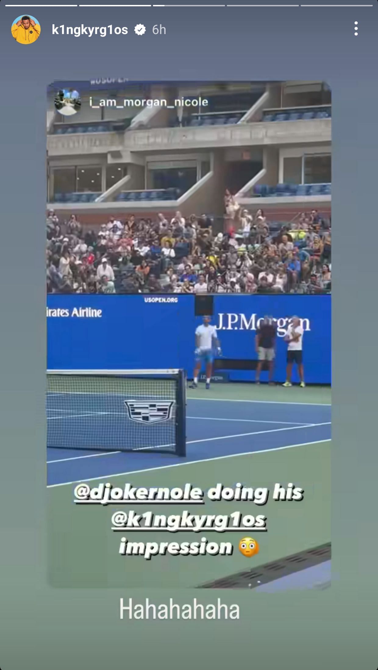 Nick Kyrgios reposted a fan&#039;s Instagram story