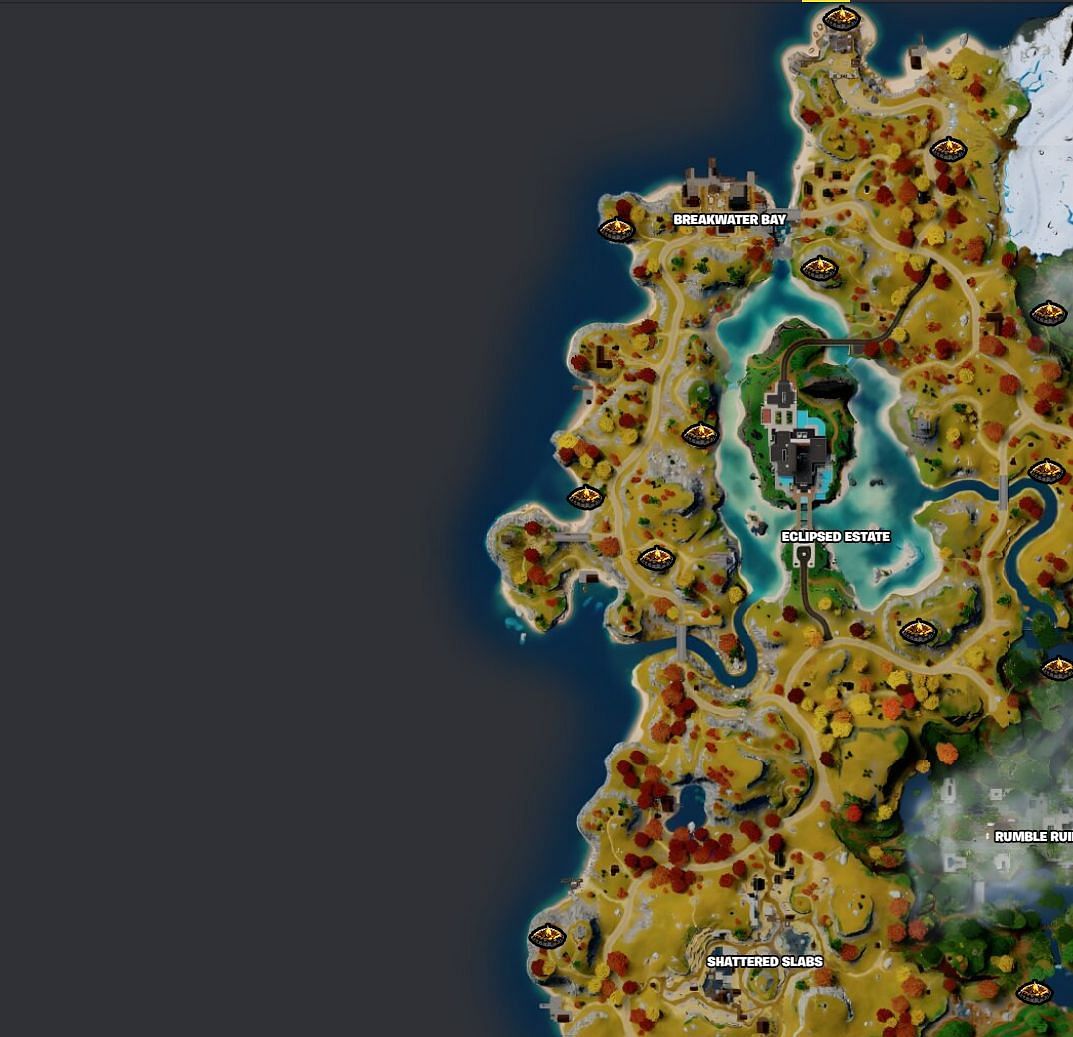 Campfire locations in the Medieval Biome (Image via Fortnite.GG)