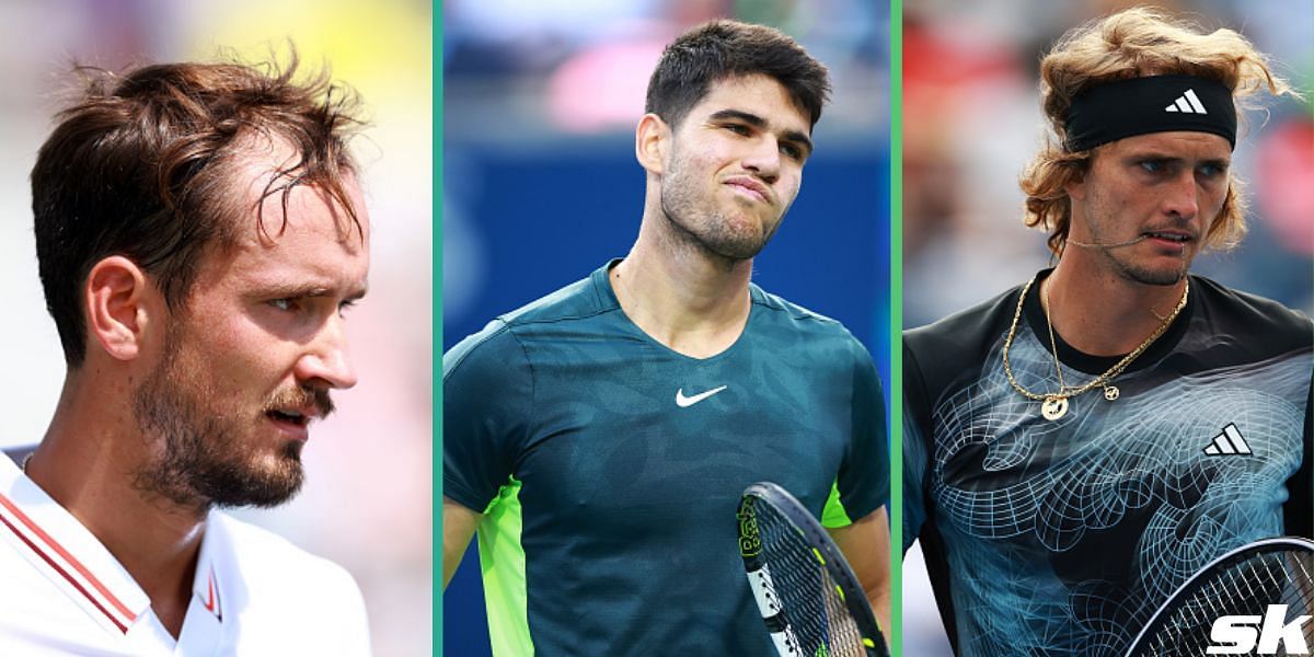 (From L-R) Daniil Medvedev, Carlos Alcaraz and Alexander Zverev