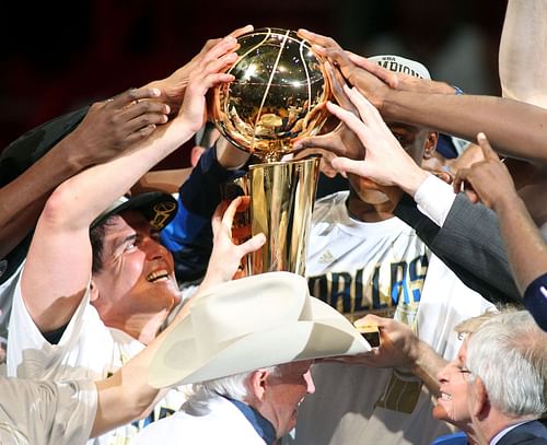 Mark Cuban celebrating the Dallas Mavericks' championship in 2011.